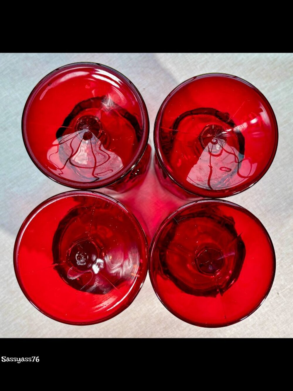 🆕VTG▪️FENTON▪️Mid-Cent Stemmed Grape Embossed Red Amberina Heavy Glass Goblets - Picture 5 of 5